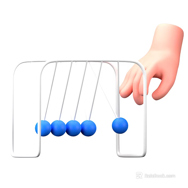 Decorative Ornament Set With White Frame Blue Balls And Hand Pushing 3d model 