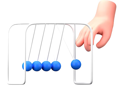 Decorative Ornament Set With White Frame Blue Balls And Hand Pushing 3d model