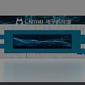 Liemu Electronic Technology Background Wall With Blue White Square Design And Large Wave Display Screen 3d model