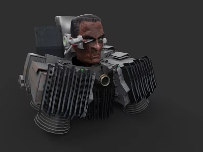 Sci Fi Mechanical Head 3D Model With Metal Components And Heat Sinks 3d model