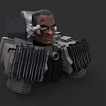 Sci Fi Mechanical Head 3D Model With Metal Components And Heat Sinks