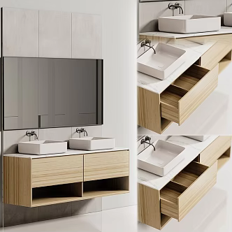 modern bathroom wash basin cabinet 3d model