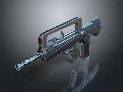 Modern Tactical Firearm With Metallic Finish Magazine Barrel And Dark Reflection 3d model