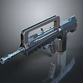 Modern Tactical Firearm With Metallic Finish Magazine Barrel And Dark Reflection