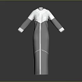 Stylish Modern Long Sleeve Gray White Dress With Minimalist Panel Design