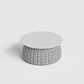 Round Modern Coffee Table With White Top And Woven Pattern Base 3d model