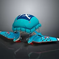 Blue Innovative Device With Umbrella Shaped Canopy White Logo And Red Accents