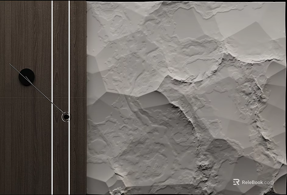 Modern Bedroom Accent Wall With Textured Geometric Surface And Wood Panel Accent 3d model 