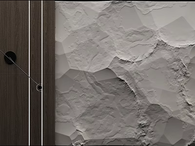 Modern Bedroom Accent Wall With Textured Geometric Surface And Wood Panel Accent 3d model