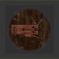 Vintage Animal Themed Red Spinning Wheel With Large Wooden Wheel And Stand Platform