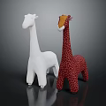 Two Giraffe Plush Stuffed Toys White And Red Spotted Design 3d model