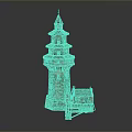 Red Brick Lighthouse Architecture With Multiple Stories Spire And Adjacent Small House