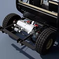 Military Style Hummer SUV With Large Off Road Tires And Metal Grille Doors