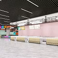 Modern Western Casual Dining Restaurant Featuring Coffee Salad Orange Geometric Decor And Checkered Bar