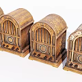 Vintage Wooden Radios With Carved Designs Multiple Retro Collectibles For Home Use