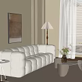 Cream wind double sofa coffee table combination 3d model