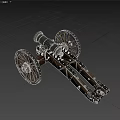 Ancient Cannon Weapon With Wooden Carriage Wheels Metal Barrel and Aged Design