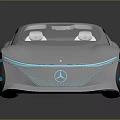 Futuristic Concept Car Featuring Sleek Silver Aerodynamic Body Transparent Elements and Blue Illuminated Wheels