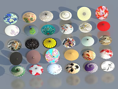 Assorted Colorful Decorative Umbrellas With Various Patterns And Stylish Designs 3d model