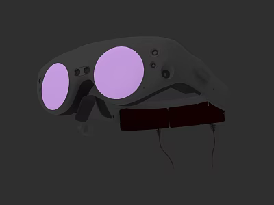 Commercial Head Mounted Device with Purple Lenses Control Buttons and Red Strap for Business Use 3d model
