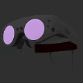 Commercial Head Mounted Device with Purple Lenses Control Buttons and Red Strap for Business Use