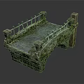 Ancient Stone Bridge With Cobblestone Surface Metal Railings And Mossy Pillars