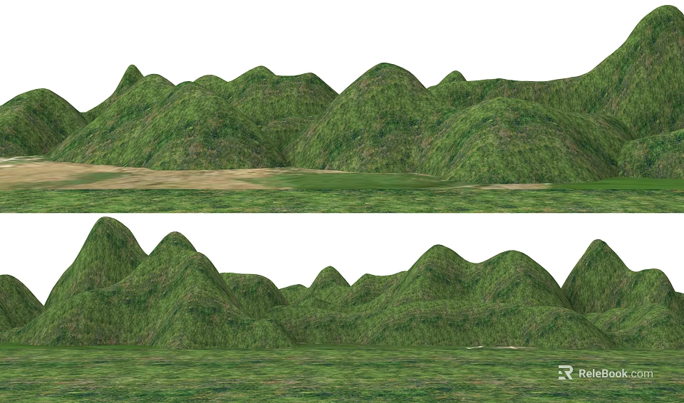 Scenic Green Mountain Landscape With Rolling Hills And Lush Grassland 3d model 