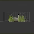 Outdoor Seating Area With Metal Fence Bench Green Plants And Coffee Sign