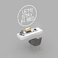 Modern Home Office Desk And Chair Set With Laptop Coffee Cup And Wall Decor Text