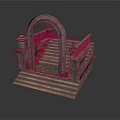 Classical Stone Arch Structure With Staircase Railings And Ornate Green Plants