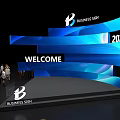 Science and technology area clock-in point photo area interactive area science and technology line photo area beautiful Chen door head science and technology sense area display background board trophy display booth dp point beautiful Chen table and chair  3d model