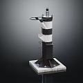 Modern Decorative Lighthouse Model With Black White Stripes Square Base Top Structure And Extending Platform 3d model
