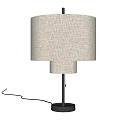 Modern Minimalist Table Lamp With Black Base And Beige Fabric Shade