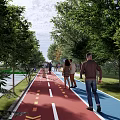 Urban Road Facilities With Green Vegetation Lanes And Tree Surroundings Design