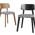 Modern Dining Chairs With Wooden And Black Frames Patterned Upholstered Seats 3d model