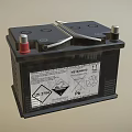 Lead Acid Battery With Red Silver Terminals And Recycling Warning Labels