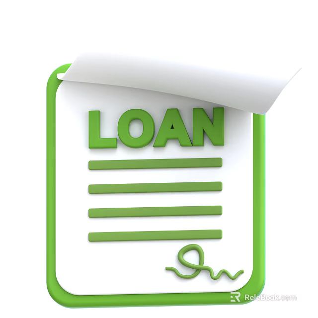 Loan Document With Green Border Rolled Top Edge And Signature Line 3d model 
