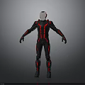 Sci Fi Character In Black And Red Armor Full Body Standing Pose