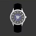 Stylish Daily Life Watch With Black Leather Strap And Silver Round Dial