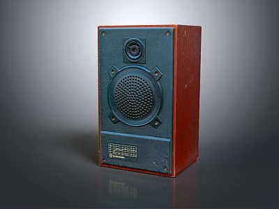 Vintage Wooden Frame Speaker With Classic Cube Design And Front Grille 3d model