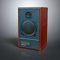 Vintage Wooden Frame Speaker With Classic Cube Design And Front Grille