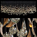 Modern Luxury Crystal Chandelier With Glass Balls And Metal Feathers