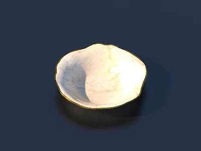 Elegant White Ceramic Tableware Set With Gold Rim And Crackle Texture 3d model