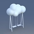 Interactive Play Area With Modern White Cloud Shaped Swing Set And Two Seats 3d model