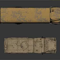 Military Armored Truck And Rusty School Bus Vehicle Models On White Background