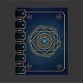 Mystical Blue Magic Book With Golden Intricate Pattern And Spiral Binding