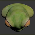 Vibrant Green Reptile Head Sculpture Featuring Large Yellow Eyes And Smooth Glossy Skin