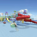 Water Park Playground Equipment With Colorful Slides Turtle Shaped Slide And Pool For Children Playing