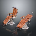 Brown Leather Medical Examination Chairs With Metal Frames Adjustable Mechanisms Armrests And Headrests