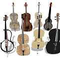 Diverse Musical Instruments and Painting Tools Featuring Wooden Designs and Art Supplies